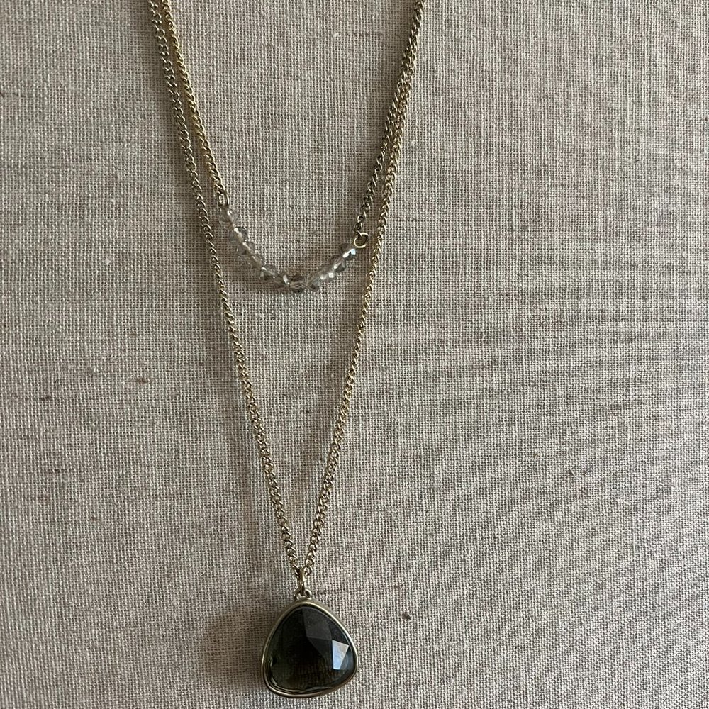 Two-Layer Gold and Green Statement Necklace // Banana Republic